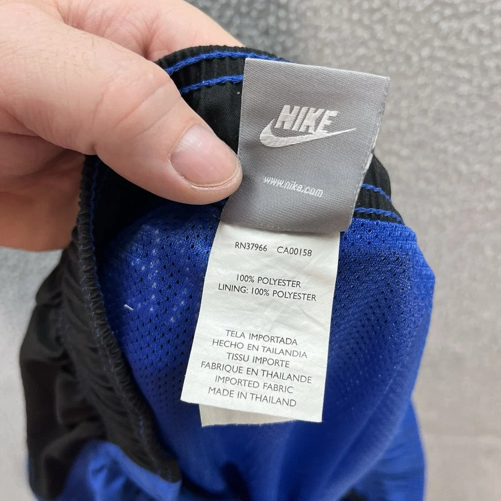Nike Shorts Mens Large Blue Black‎ Swim Trunks Surfer Skater Small Swoosh Y2K
